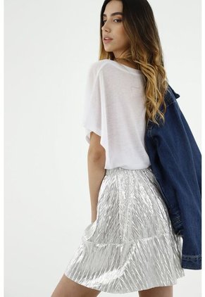 Falda Brillante Gris Para Mujer