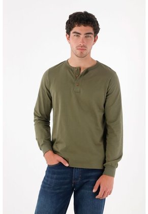 Tennis Camiseta De Manga Larga Verde Para Hombre