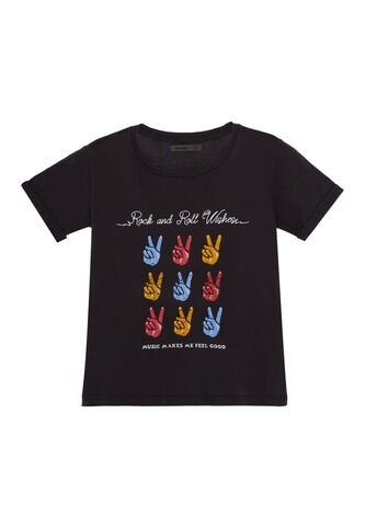 Camiseta Gris Manga Corta Para Niña Tennis