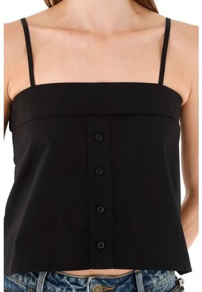 Tennis Camisa Negra De Escote Recto Para Mujer