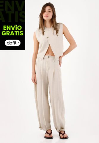 Tennis Chaleco Corto Recto Con Cruce Asimétrico En Beige Para Mujer Tennis