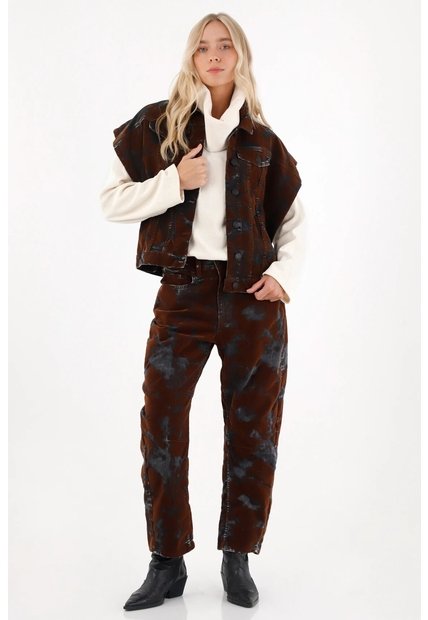 Tennis Chaleco Oversize En Tela Velvet Café Para Mujer