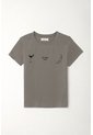 Tennis Camiseta Básica Estampada Gris De Ajuste Relajado Para Mujer de Tennis
