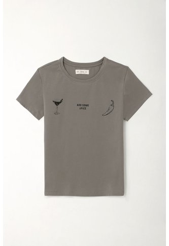 Tennis Camiseta Básica Estampada Gris De Ajuste Relajado Para Mujer Tennis