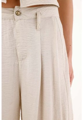 Tennis Pantalón Wide Leg Con Pinzas Frontales En Beige Para Mujer
