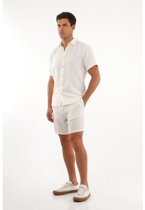 Tennis Camisa Manga Corta En 100% Lino Crudo Para Hombre