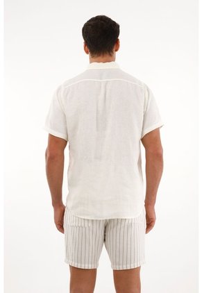 Tennis Camisa Manga Corta En 100% Lino Crudo Para Hombre