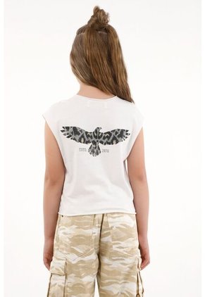 Camiseta Blanca Con Estampado En Espalda Para Niña