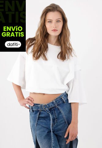 Tennis Camiseta Oversize Con Mangas Amplias En Algodón Blanco Para Mujer Tennis