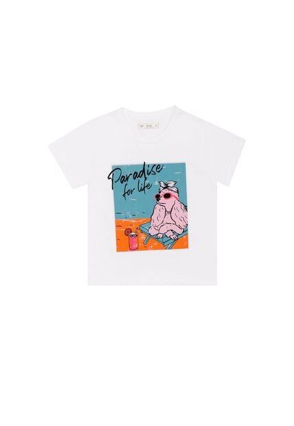 Camiseta Estampada Blanca Para Niña