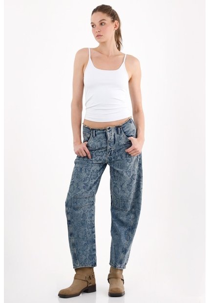 Tennis Jeans Horseshoe Con Estampado Animal En Denim Para Mujer