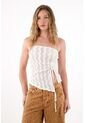 Tennis Camiseta Strapless En Tela Tejida Crudo Para Mujer de Tennis