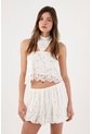 Tennis Falda Corta Fit Relajado Con Bajo Abullonado En Encaje Blanco Para Mujer de Tennis