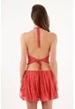 Tennis Top Halter Holgado Con Escote Cruzado En Poliamida Coral Para Mujer de Tennis