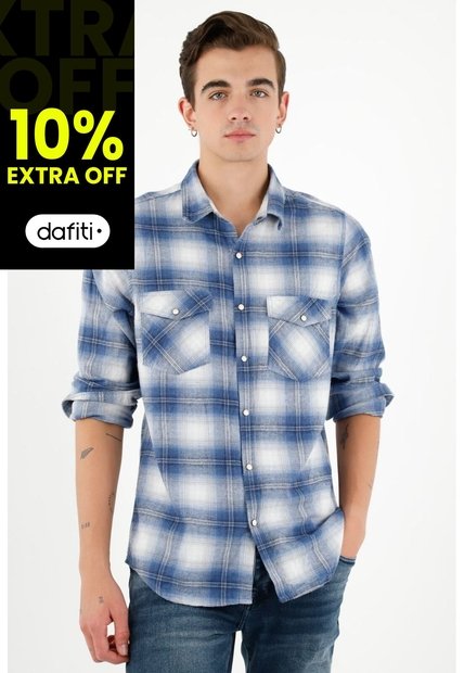 Tennis Camisa Tipo Leñadora Azul Para Hombre