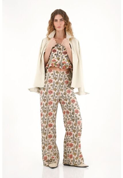 Tennis Pantalón Recto Con Estampado En Relieve Para Mujer