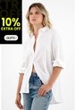 Tennis Camisa 100% Lino Manga Larga Blanca Para Mujer de Tennis