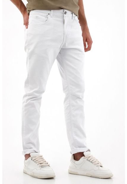 Pantalón Recto Cinco Bolsillos Blanco Para Hombre