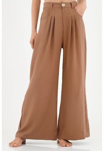 Pantalón Café De Bota Amplia Para Mujer Tennis