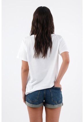 Tennis Camiseta Mujer Algodón Blanco Fit Relajado Con Cerezas