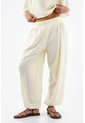 Tennis Pantalón Para Mujer De Viscosa Marfil Fit Relajado Con Textura Crinkle de Tennis