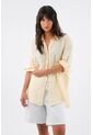 Tennis Camisa Para Mujer En Lino Amarillo Oversize Manga Larga de Tennis