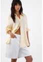 Tennis Camisa Para Mujer En Lino Amarillo Oversize Manga Larga de Tennis