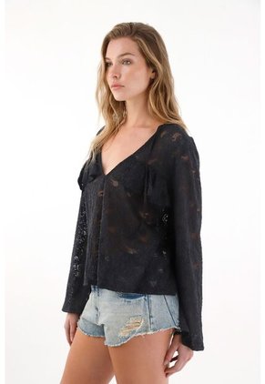 Tennis Camisa En Encaje Con Boleros Negra Para Mujer