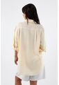 Tennis Camisa Para Mujer En Lino Amarillo Oversize Manga Larga de Tennis