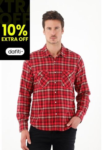 Tennis Camisa Tipo Leñadora Roja Para Hombre Tennis