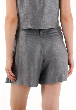 Tennis Falda Short Metalizada Con Tablas Para Mujer