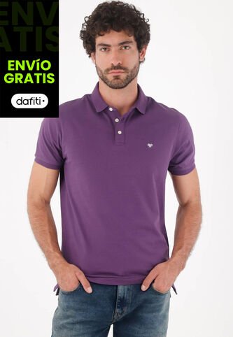 Tennis Polo Para Hombre De Algodón Morado Fit Regular Con Mini Logo Bordado Tennis