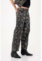 Tennis Jeans Recto De Tiro Medio Con Estampado Floral En Algodón Negro Para Mujer. de Tennis