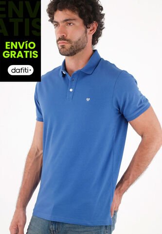 Tennis Polo Para Hombre De Algodón Azul Royal Fit Clásico Con Mini Bordado Tennis