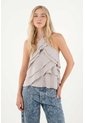 Tennis Camisa Con Boleros Y Detalles De Brillo Gris Para Mujer de Tennis
