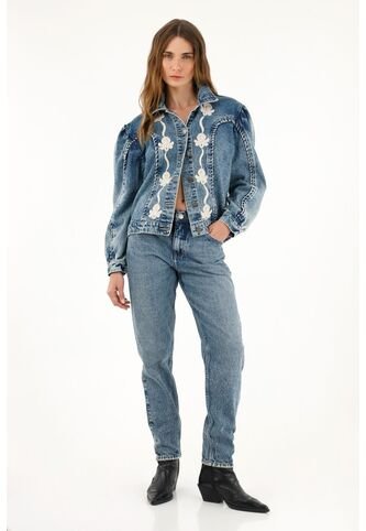 Tennis Jean Mom Azul Tiro Alto Para Mujer Tennis