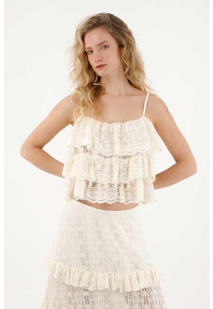 Tennis Camisa De Tiras Con Bolero Crudo Para Mujer