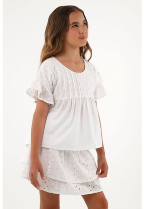Camisa Blanca De Silueta Amplia Para Niña