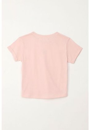 Camiseta Básica Estampada Rosada Para Niña