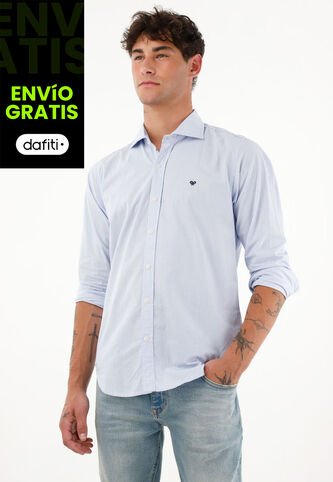 Camisa Azul A Rayas Para Hombre Tennis