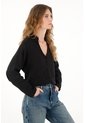 Tennis Camisa Negra Cuello Neru En 100% Lino Para Mujer de Tennis