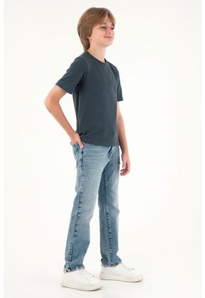 Camiseta Azul Cuello Redondo Para Niño