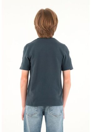 Camiseta Azul Cuello Redondo Para Niño