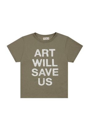 Camiseta Verde Con Estampado De Letras Para Mujer