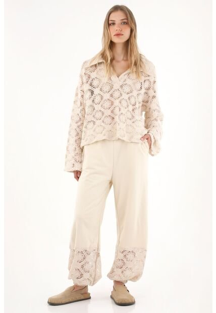 Tennis Pantalón En Burda Con Bota Enresortada Crudo Para Mujer