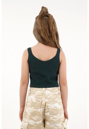 Camiseta Manga Sisa Verde Tejida Para Niña