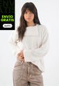 Tennis Buzo Para Mujer En Poliéster Marfil Relajado Con Cuello Envolvente de Tennis