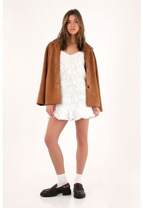 Tennis Vestido Corto Con Ruedo Englobado Crudo Para Mujer