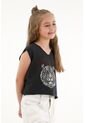 Camiseta Negra Con Estampado De Tigre Para Niña de Tennis