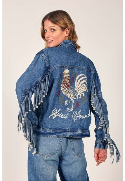 Chaqueta Denim Para Mujer Bordada